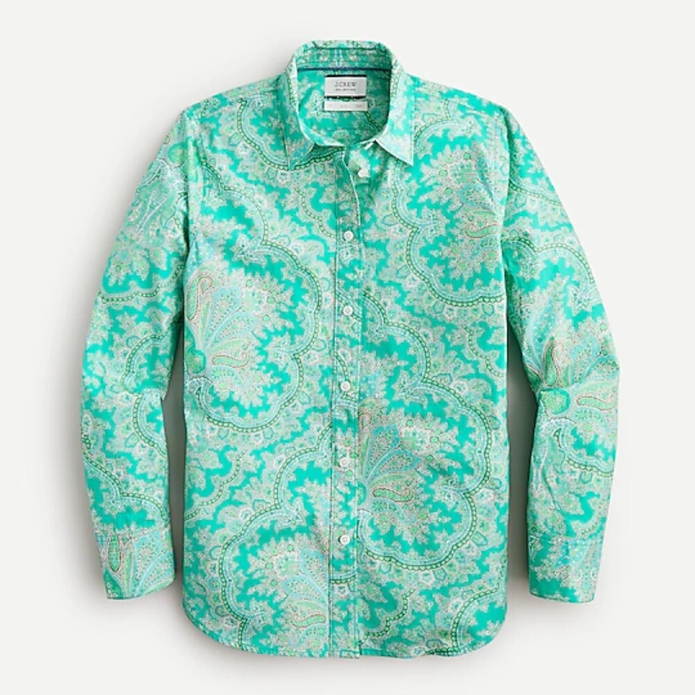 J. Crew Collection Slim-Fit Cotton Shirt in Ratti Pendant Paisley Size 6 EUC